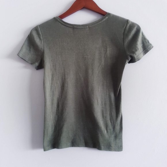 Forever 21 Olive Green Tight T shirt Small - Picture 4 of 4